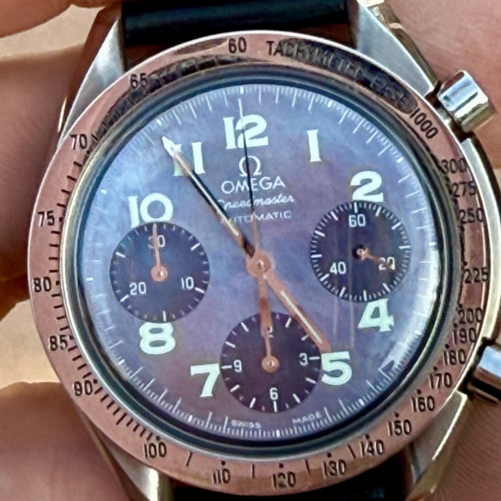 Omega Speedmaster Automatic Watch - Mother Of Pearl dial leather strap